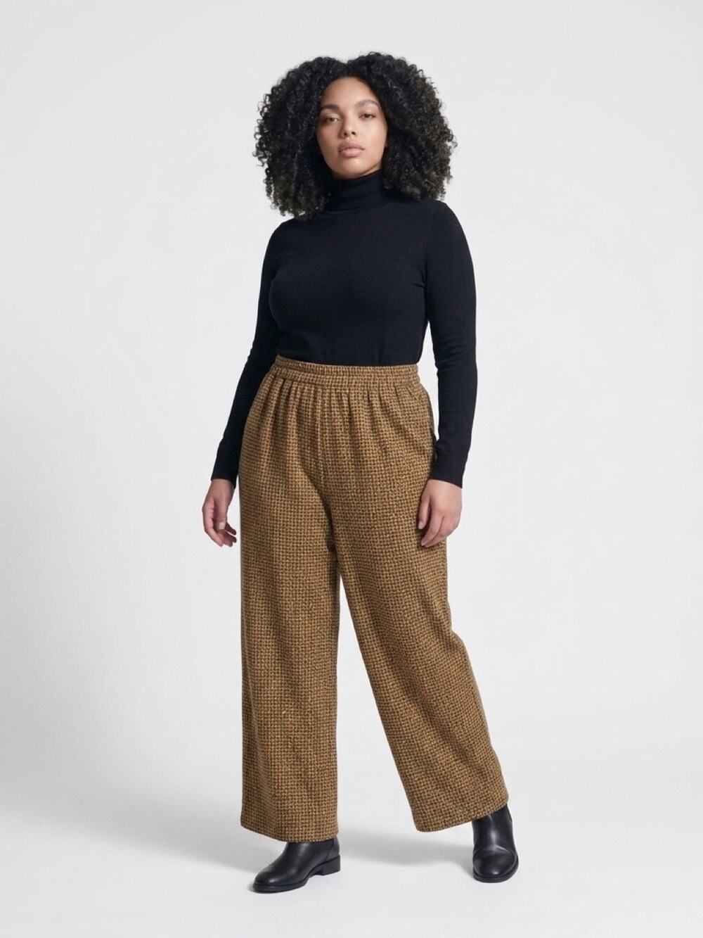 Black and tan wide-leg pants,Kathy Lee, pull-on style 16W